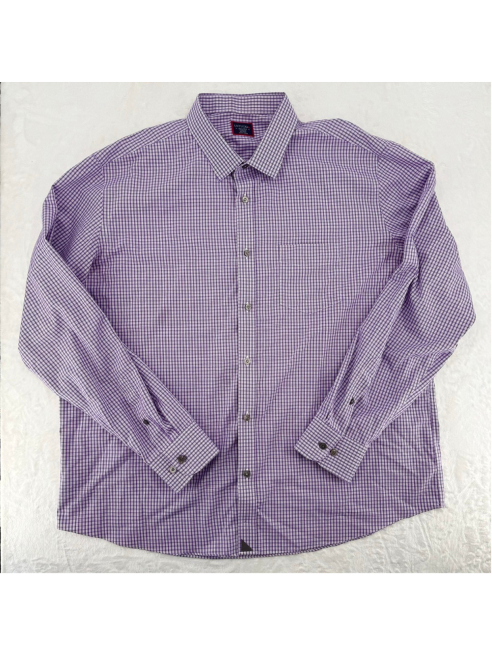 UNTUCKit Men’s Shirt Purple White Checked Wrinkle Free Cotton Big & Tall Sz XXXL